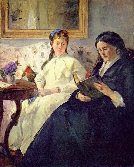 Berthe Morisot Portrait de Mme Morisot et de sa fille Mme Pontillon ou La lecture Spain oil painting art